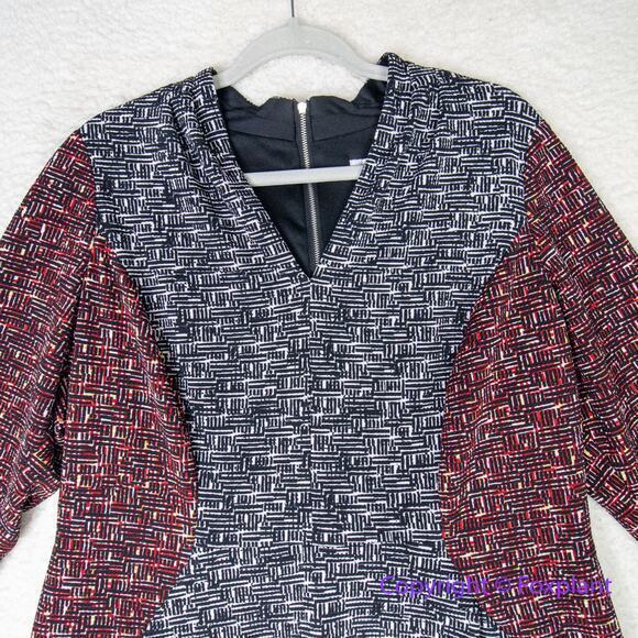 London times Black and white and red sheath dress ,  plus size 14W - Picture 3 of 14
